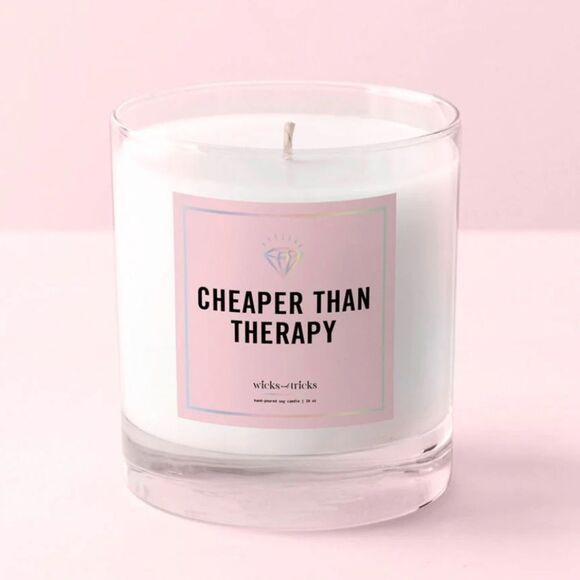 WICKS AND TRICKS Candle Cheaper Than Therapy - Picture 1 of 3
